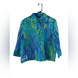 Toni Morgan neons zebra sheer button down blouse